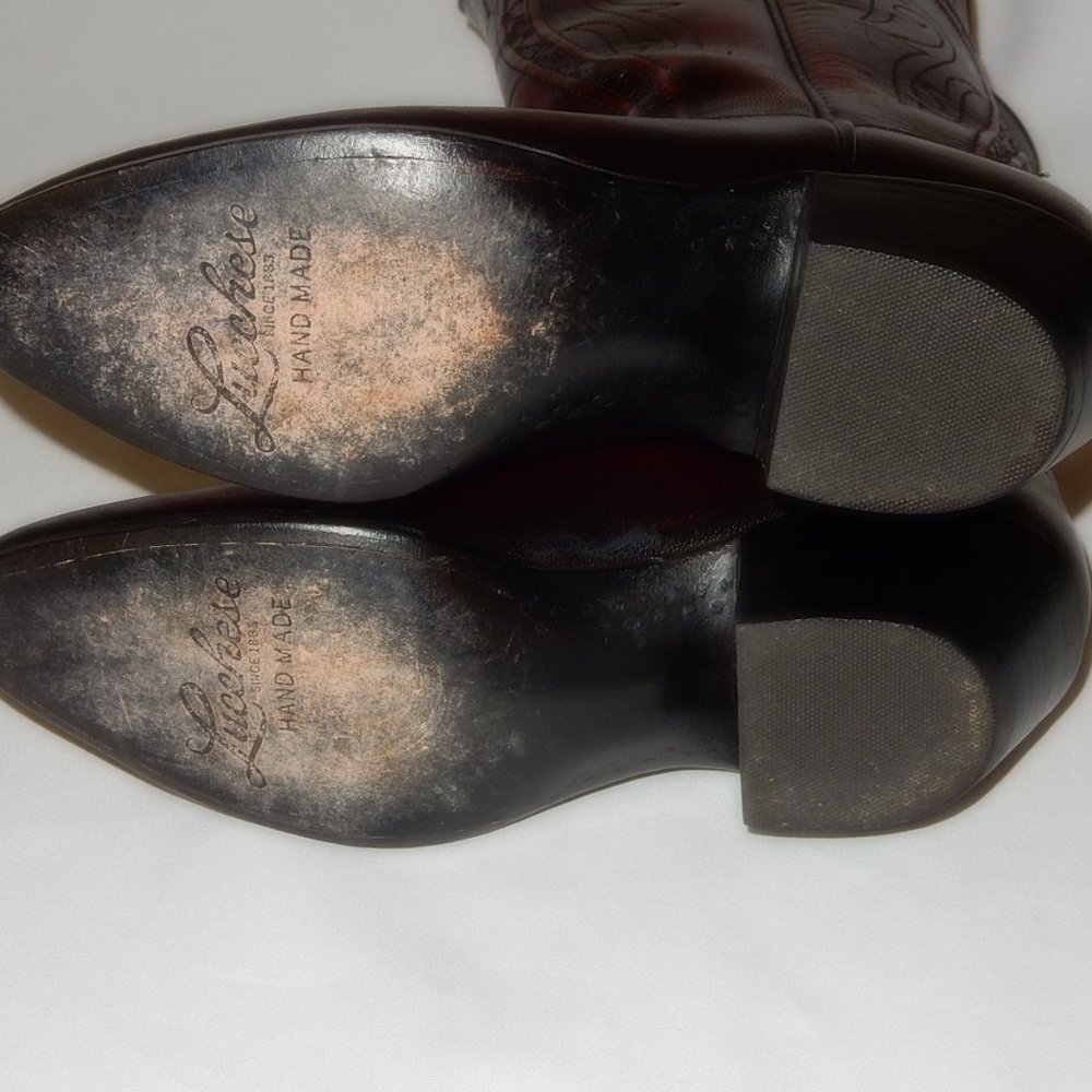 Lucchese Classic Black Cherry Goat Western Boots - Picture 7 of 7